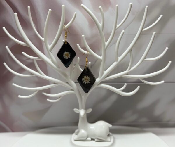 Midnight Bloom Earrings: Handmade Resin Earrings